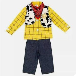 Disney Toy Story Woody Boys Costume Outfit Set Shirt Pants Scarf Size 5/6